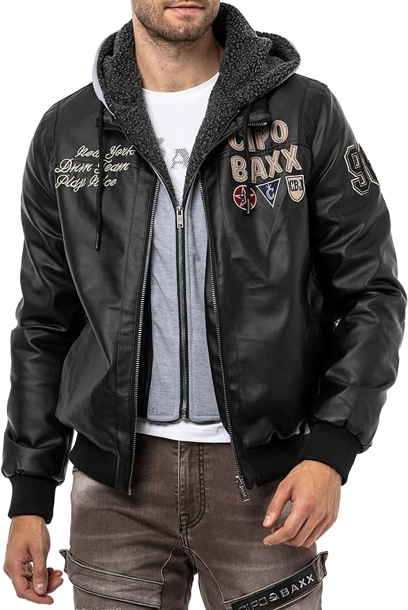 Cipo & Baxx JETFORCE Herren Lederjacke Weste Denim CM215