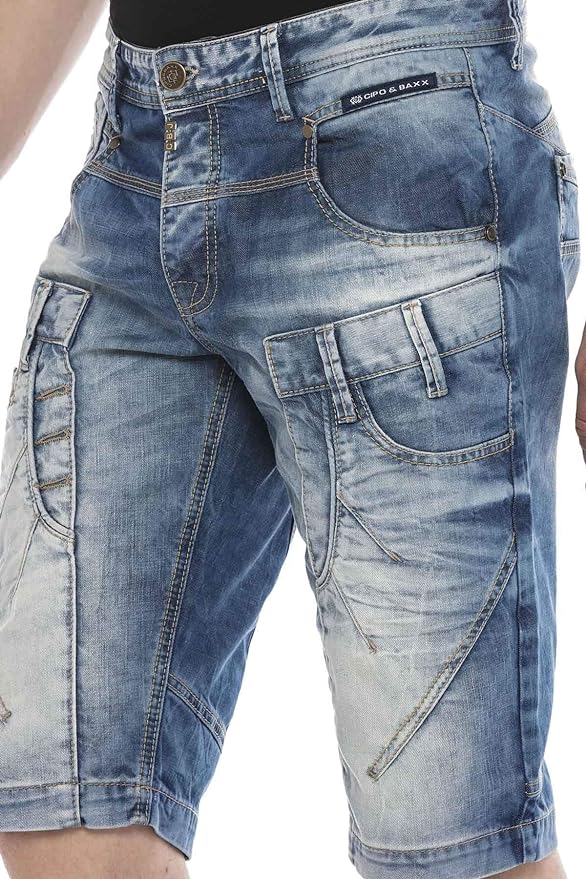 Cipo &amp; Baxx FARGO Vaqueros cortos para hombre Denim CK229