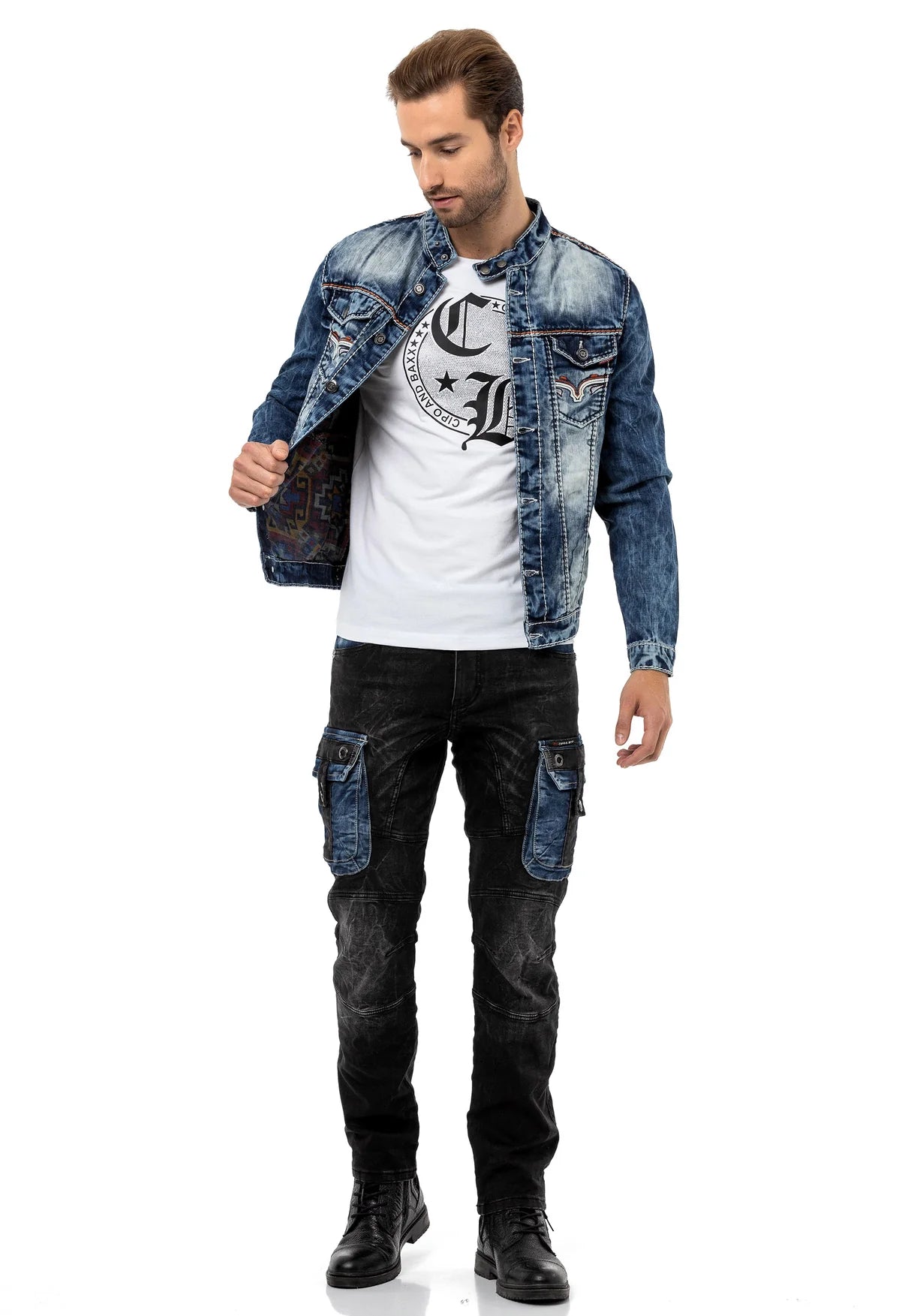 Cipo &amp; Baxx OVERLAND Chaqueta vaquera para hombre Denim CJ279