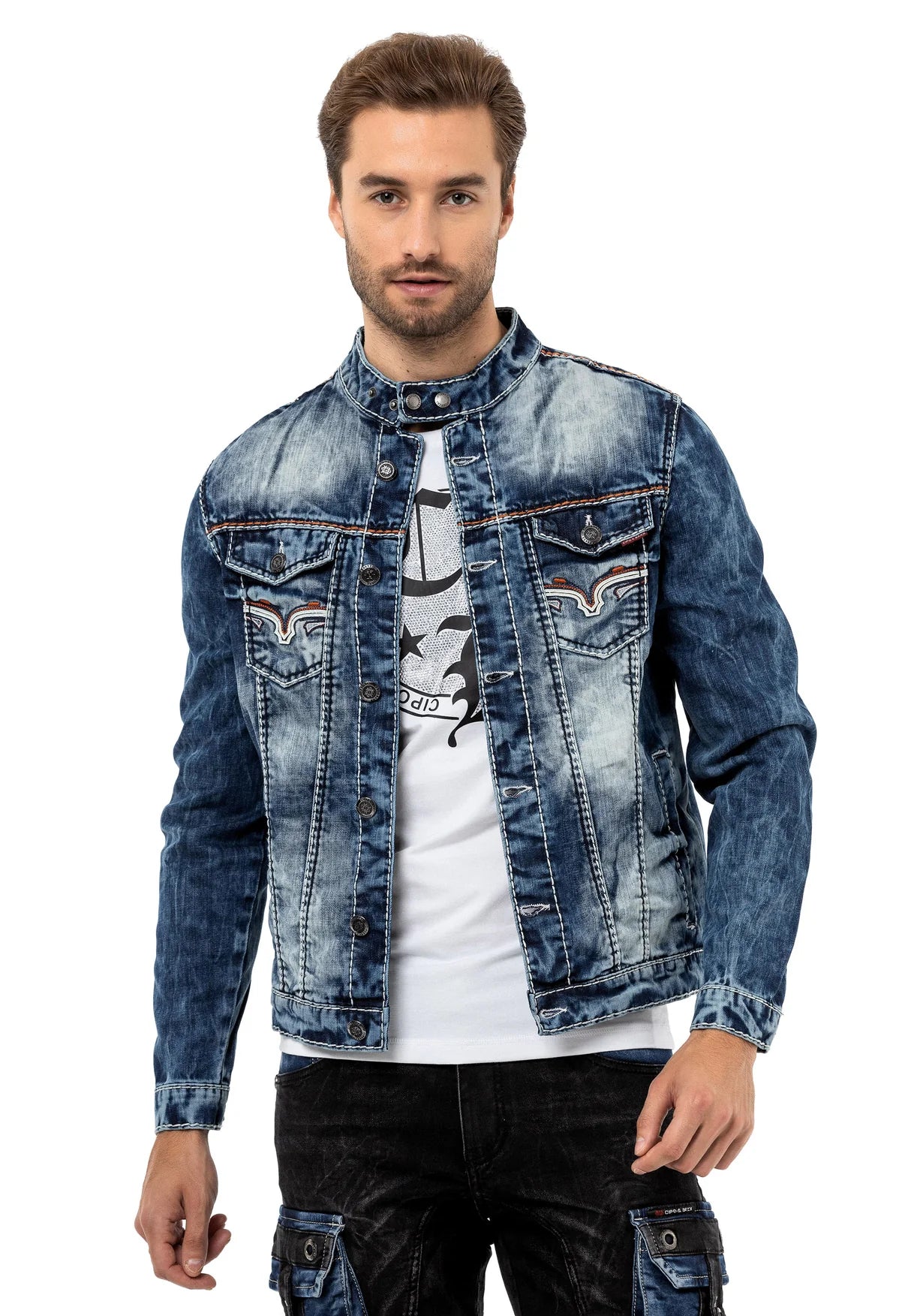 Cipo &amp; Baxx OVERLAND Chaqueta vaquera para hombre Denim CJ279