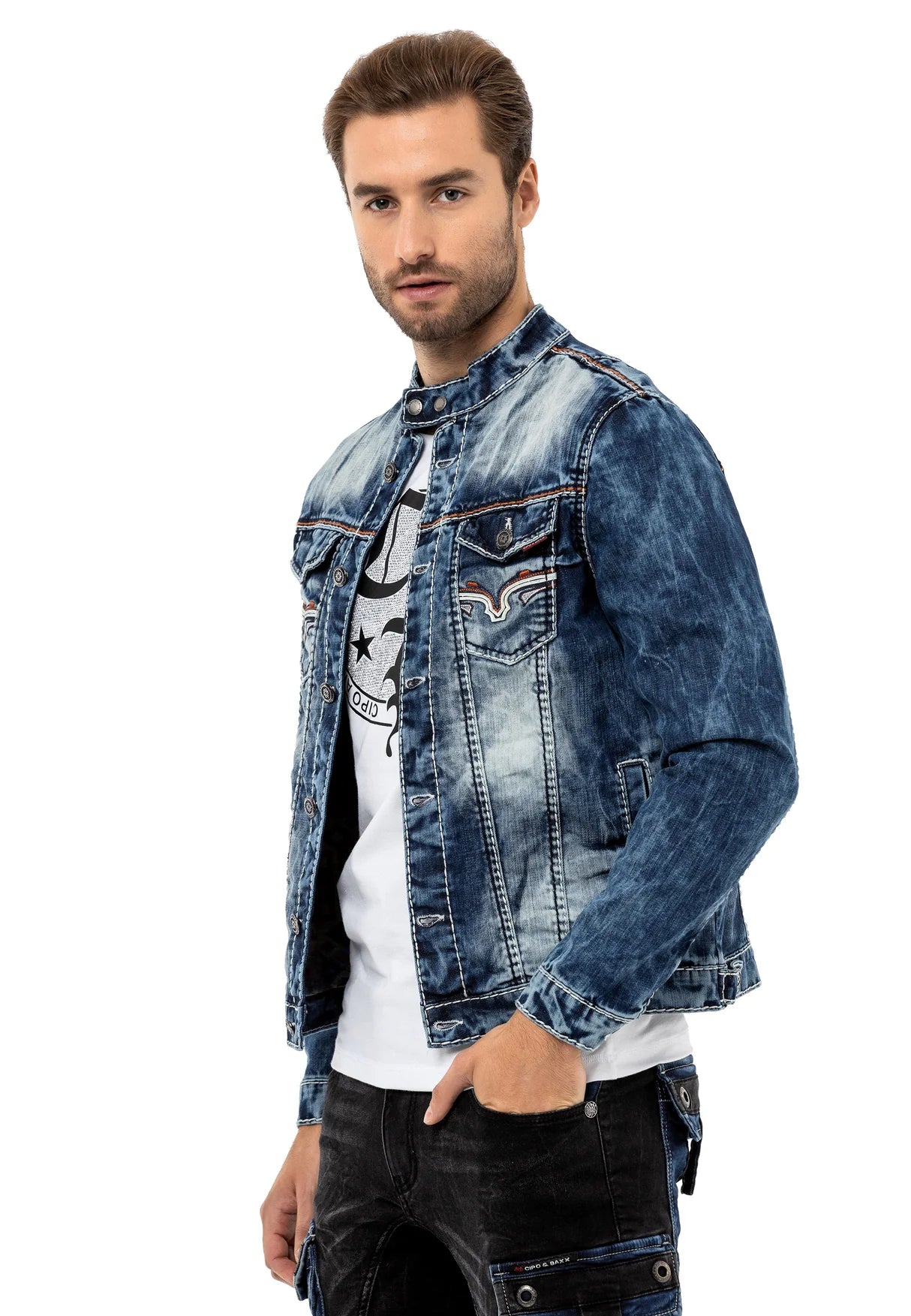 Cipo Baxx OVERLAND Men s Jeans Jacket Denim CJ279 persvision