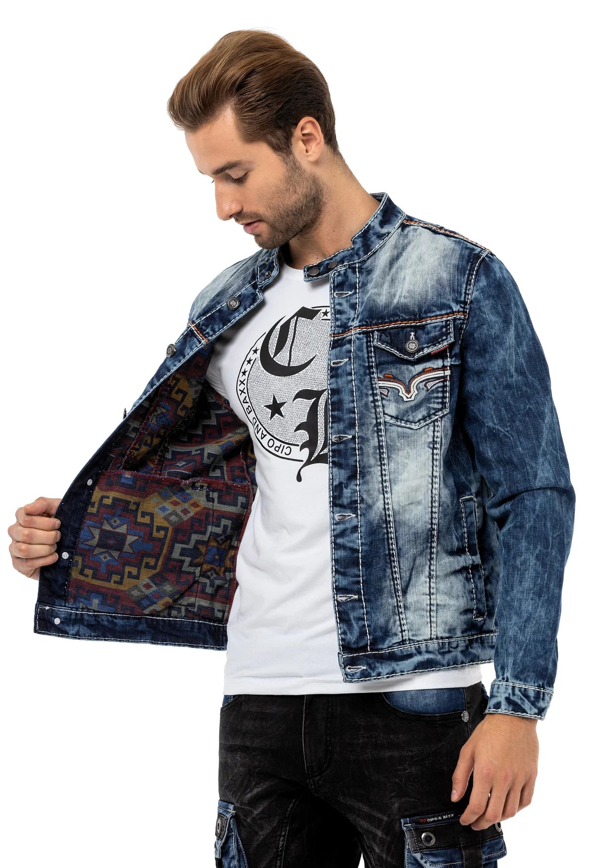 Cipo &amp; Baxx OVERLAND Chaqueta vaquera para hombre Denim CJ279