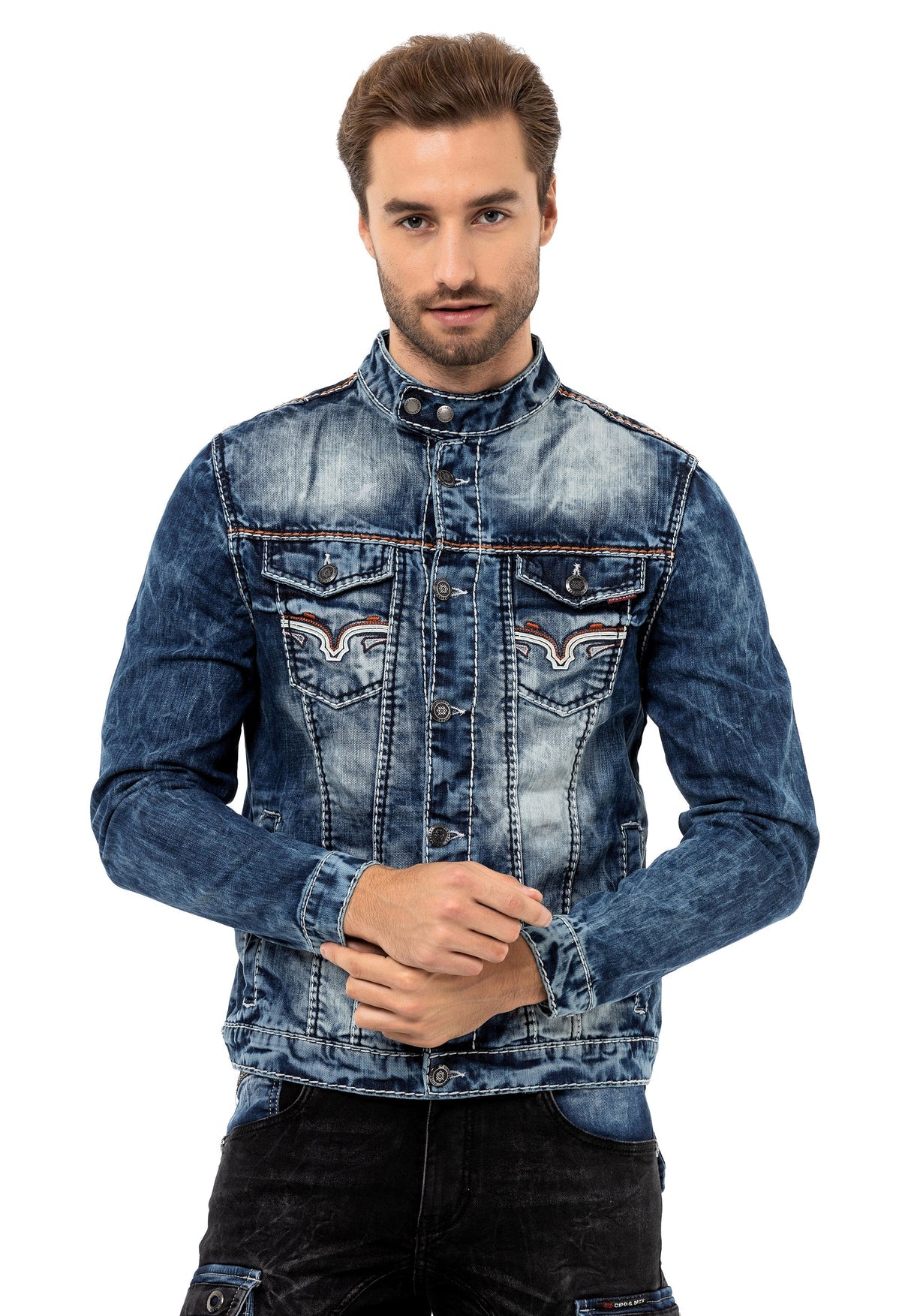 Cipo &amp; Baxx OVERLAND Men's Jeans Jacket Denim CJ279