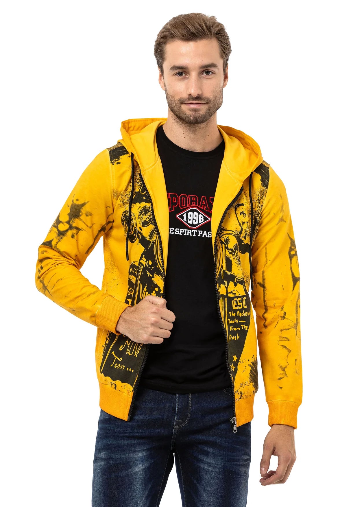 Cipo & Baxx VERDAN Herren Kapuzen Sweatshirt CL561 yellow