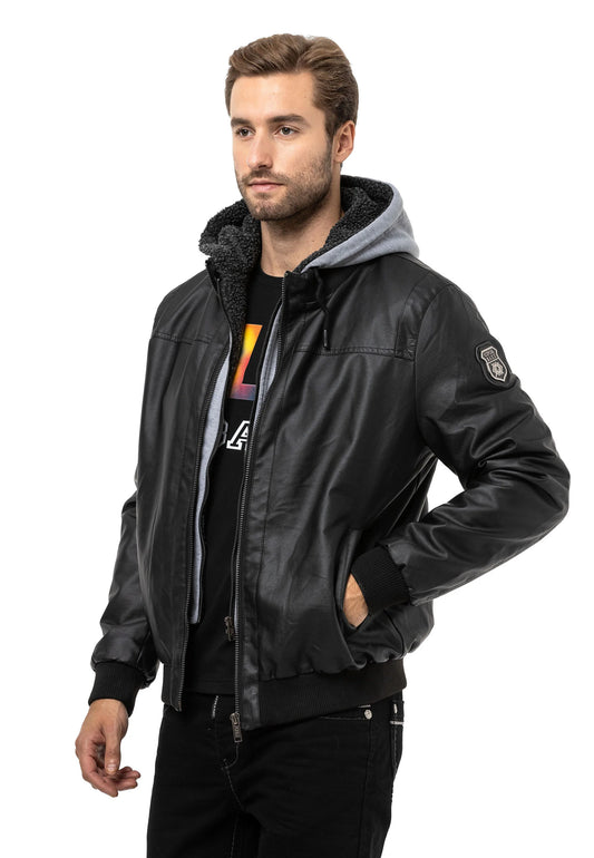 Cipo & Baxx LAVAL Herren Lederjacke Weste Denim CM214