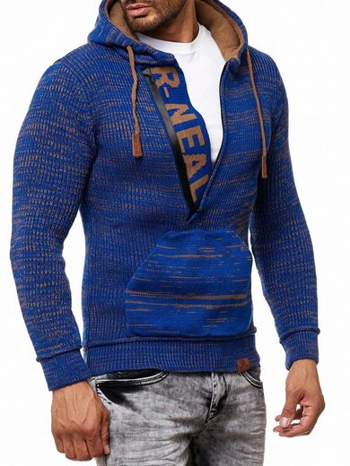 Rusty Neal Herren Strickpullover Kapuzensweatshirt sax