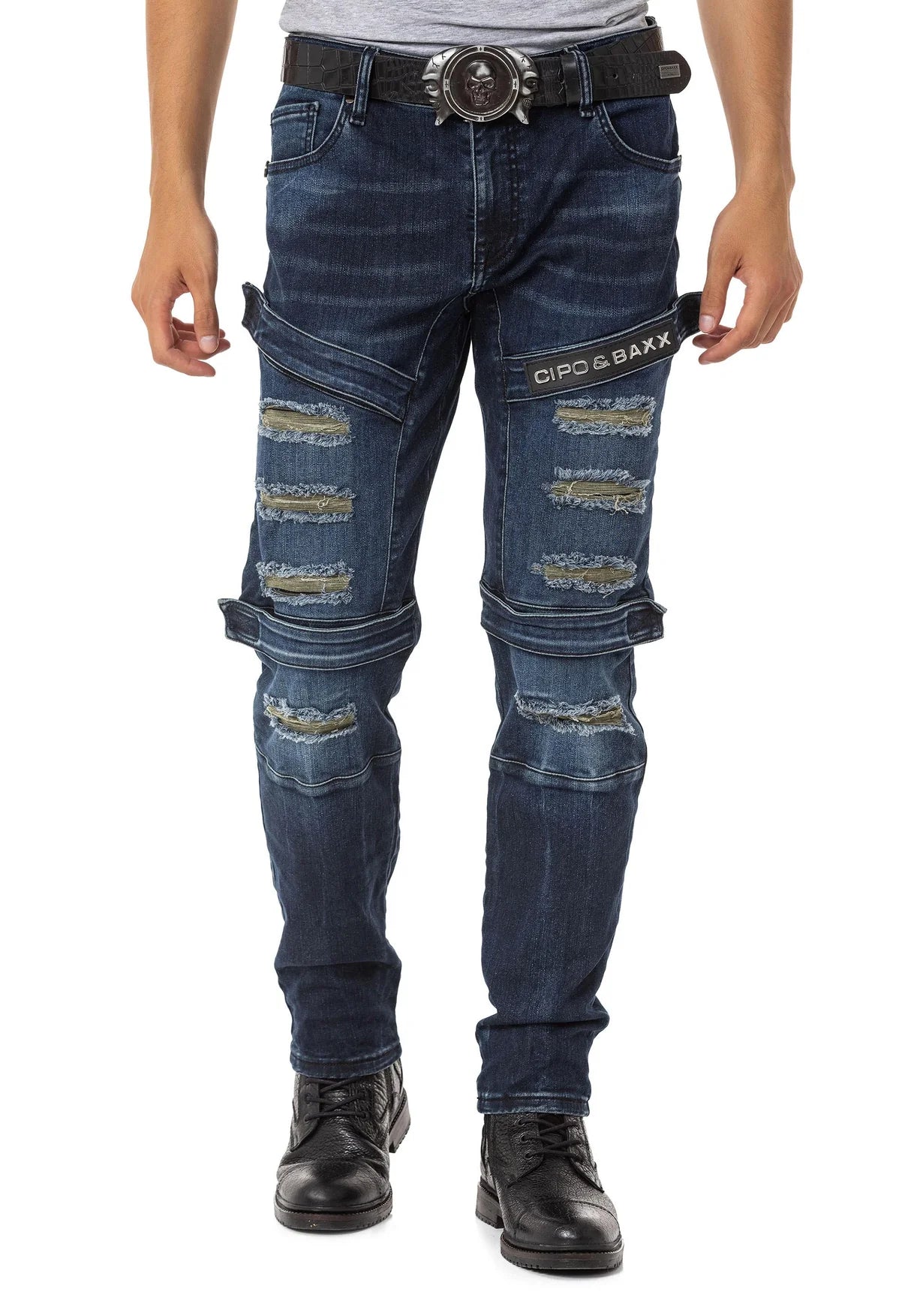 Vaqueros de hombre Cipo &amp; Baxx CONNECT denim CD555