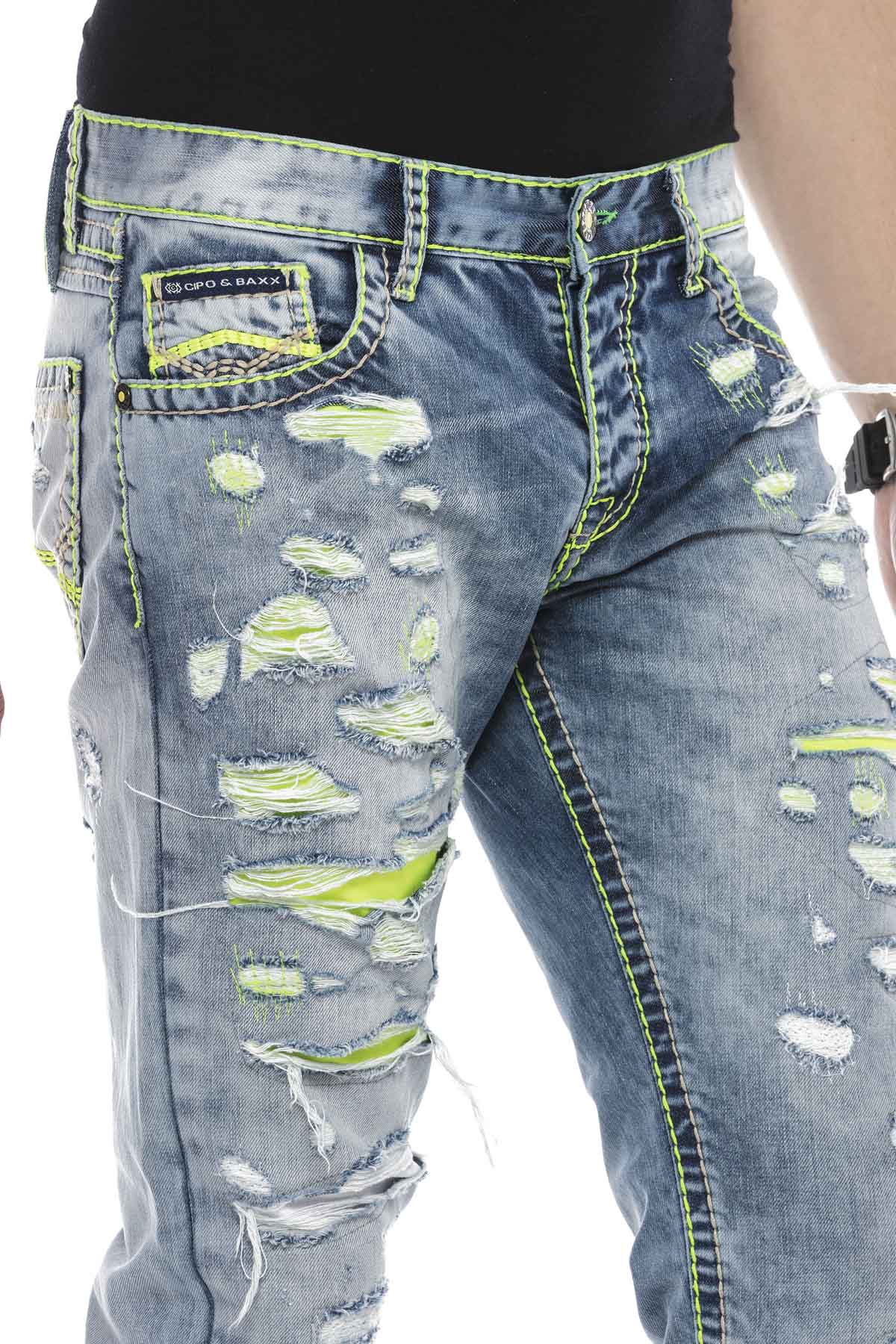 Vaqueros de hombre Cipo &amp; Baxx NEON denim CD605