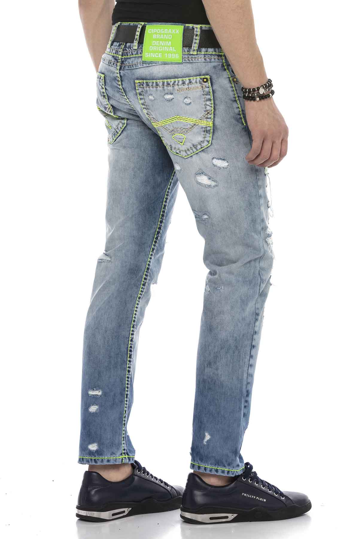 Vaqueros de hombre Cipo &amp; Baxx NEON denim CD605