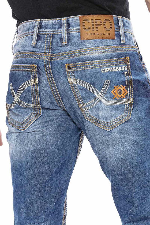 Vaqueros de hombre Cipo &amp; Baxx COLUMBIA denim CD670