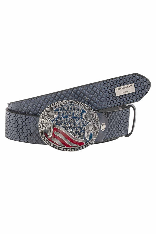 Cipo &amp; Baxx Men's Leather Belt USA CG197 Blue 