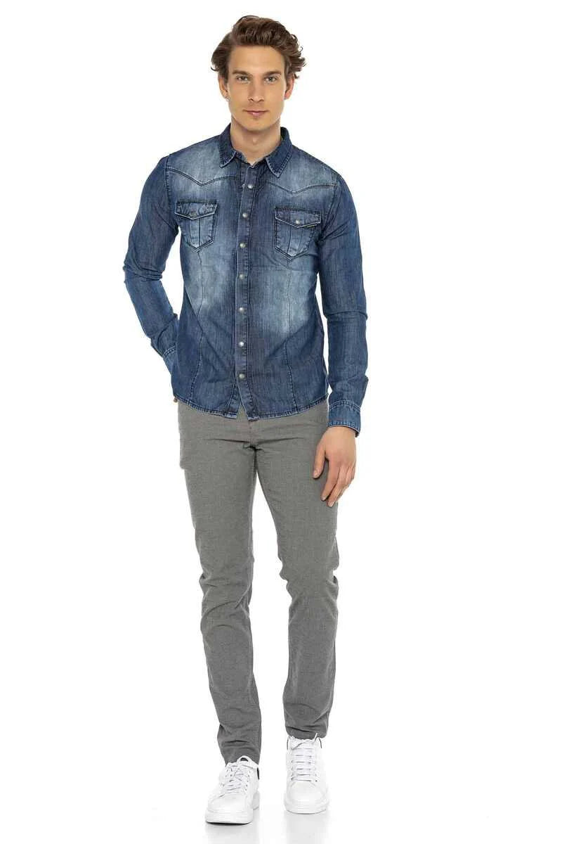 Cipo &amp; Baxx JOE men's denim shirt CH165