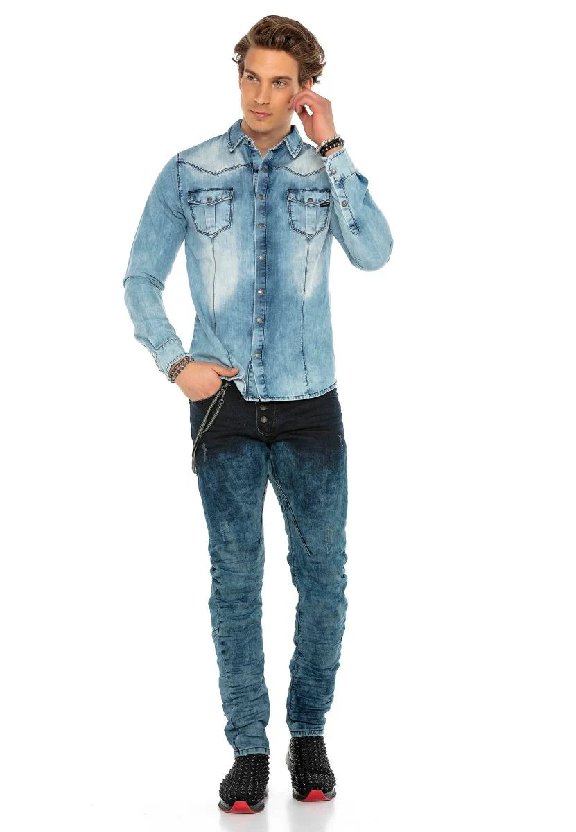 Cipo &amp; Baxx SAMUEL men's denim shirt CH165