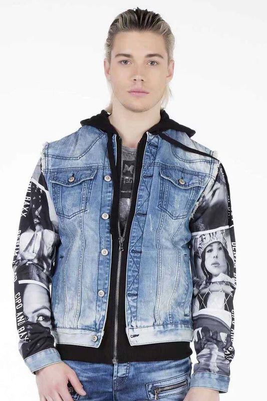 Cipo &amp; Baxx FARIN Men's Jeans Jacket Vest Denim Hoodie CJ124