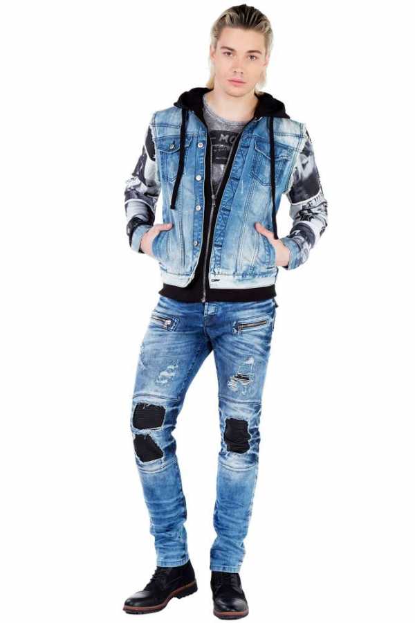 Cipo &amp; Baxx FARIN Men's Jeans Jacket Vest Denim Hoodie CJ124