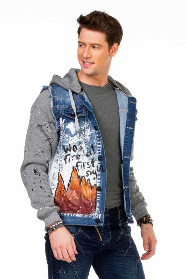 Cipo &amp; Baxx FLAME Men's Jeans Jacket Denim CJ209