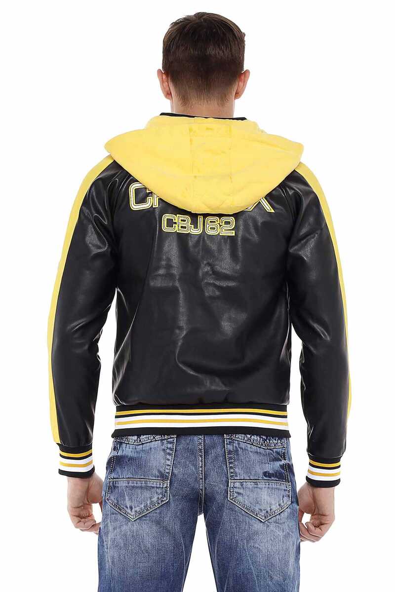 Cipo &amp; Baxx JAMESON Men's Leather Jacket Hoodie CJ237