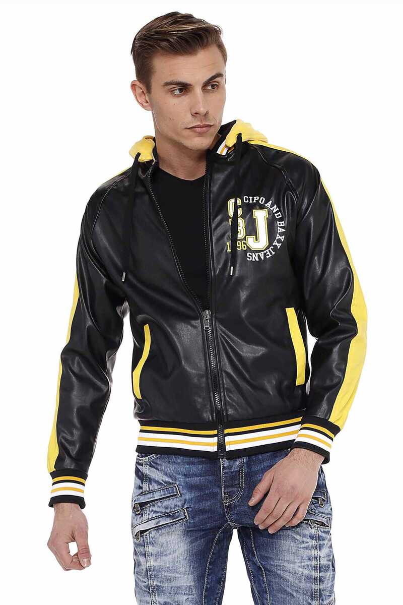 Cipo & Baxx JAMESON Herren Leder Jacke Hoodie CJ237