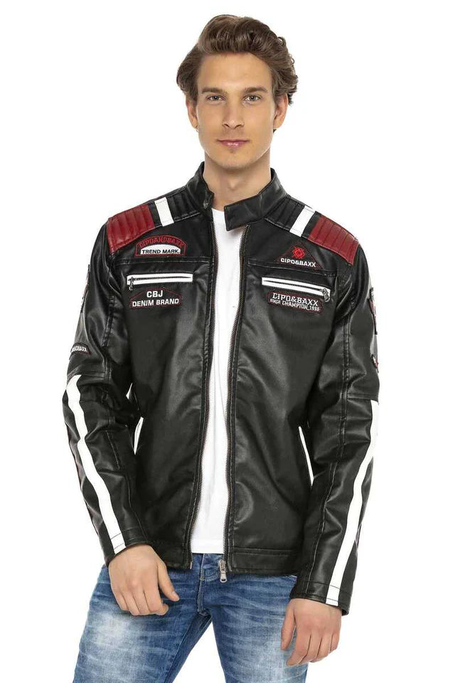 Cipo &amp; Baxx ENZO Chaqueta de cuero para motociclista para hombre CJ284