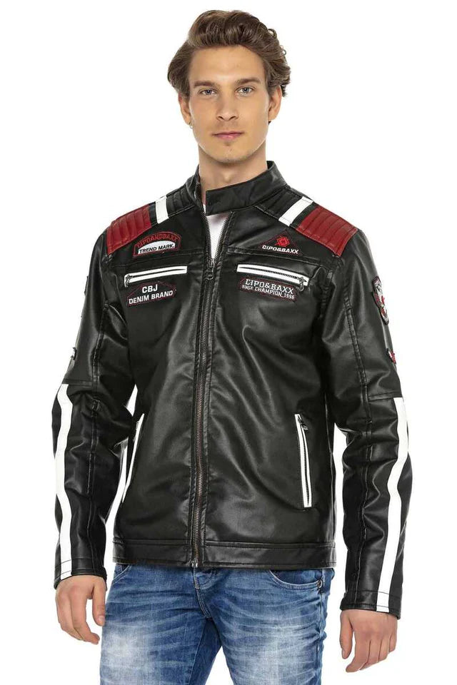 Cipo &amp; Baxx ENZO Chaqueta de cuero para motociclista para hombre CJ284