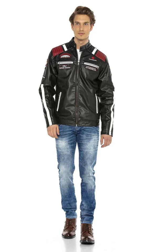 Cipo &amp; Baxx ENZO Chaqueta de cuero para motociclista para hombre CJ284