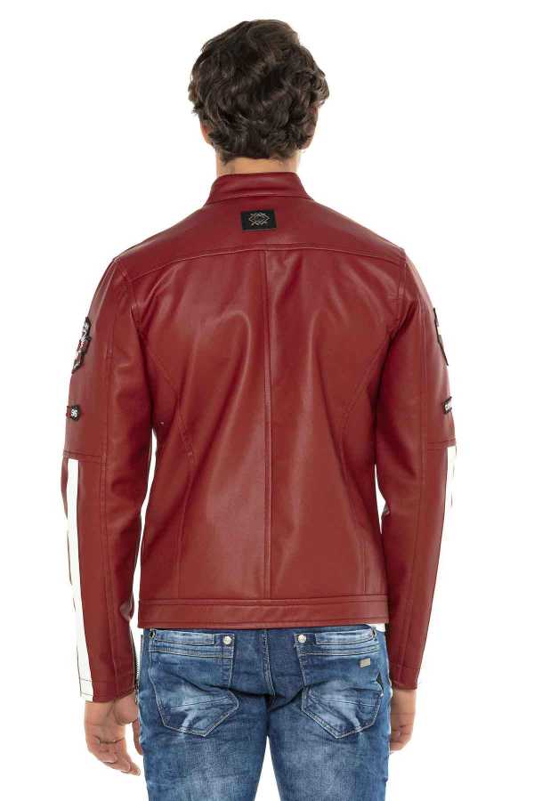 Cipo & Baxx TROPI Herren Biker Leder Jacke CJ257 Red