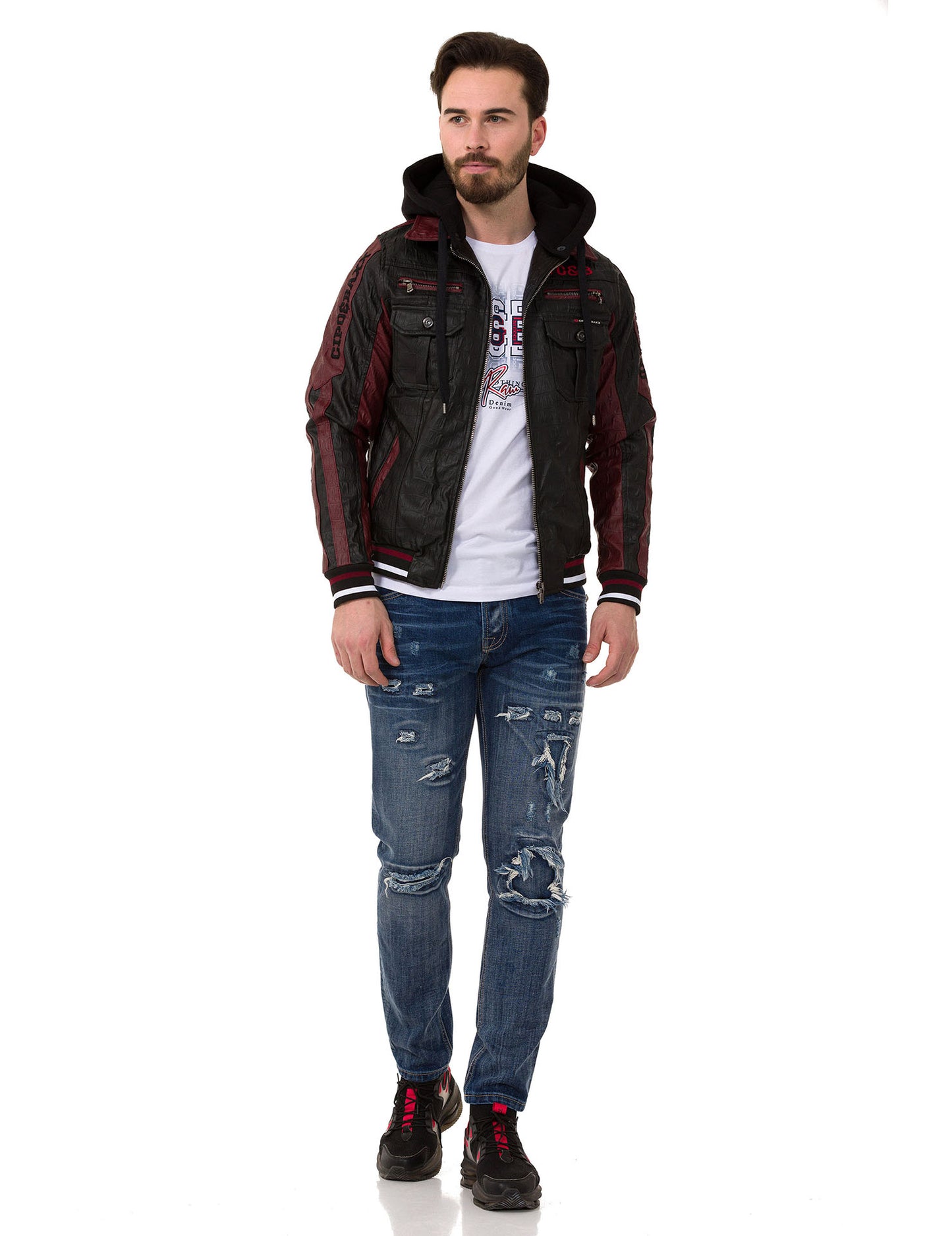 Cipo & Baxx ENZO Herren Biker Leder Jacke CJ284