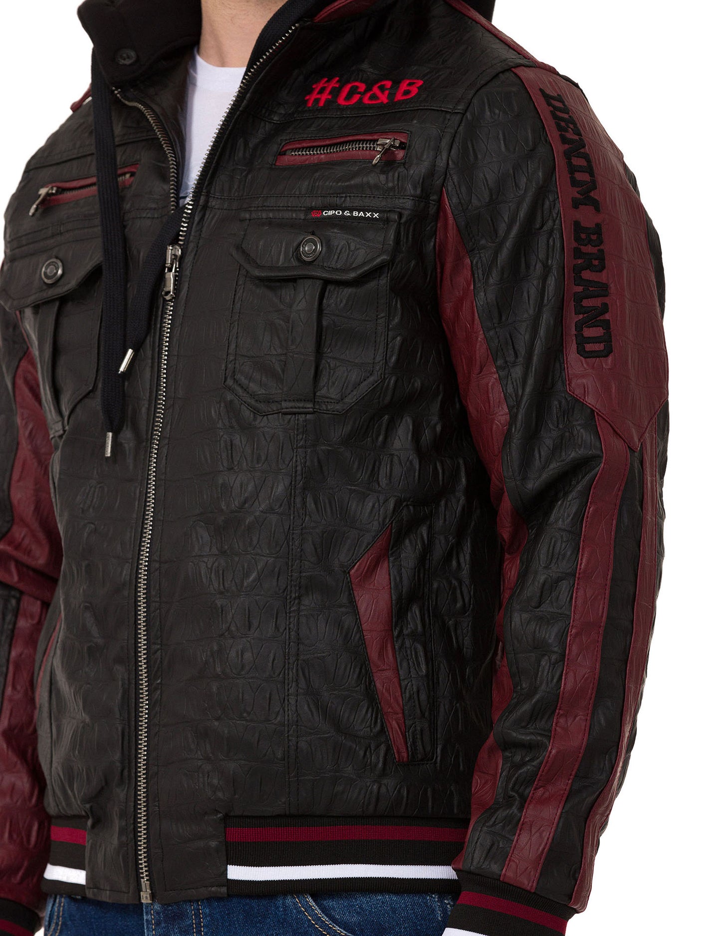 Cipo &amp; Baxx ENZO Chaqueta de cuero para motociclista para hombre CJ284