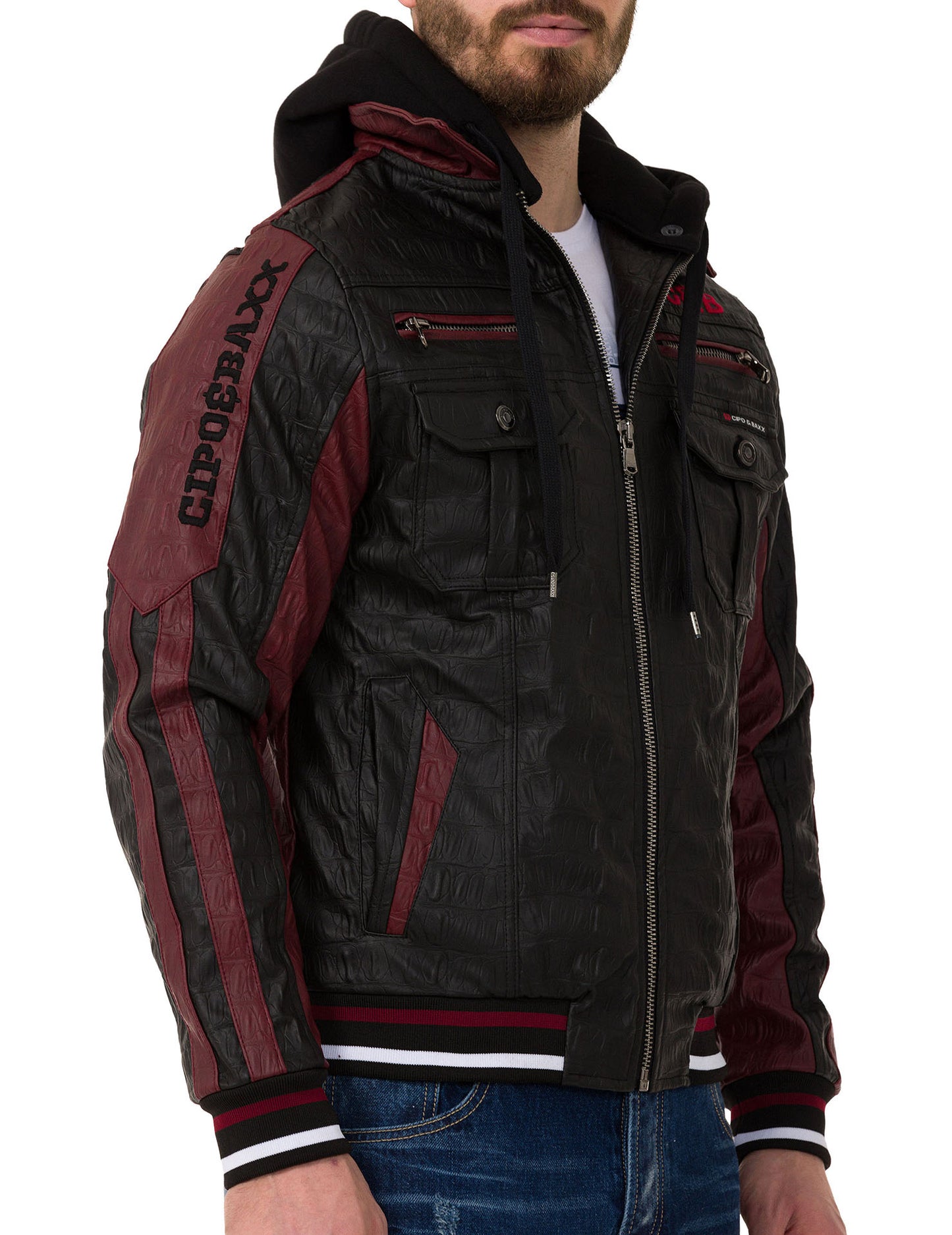 Cipo &amp; Baxx ENZO Chaqueta de cuero para motociclista para hombre CJ284