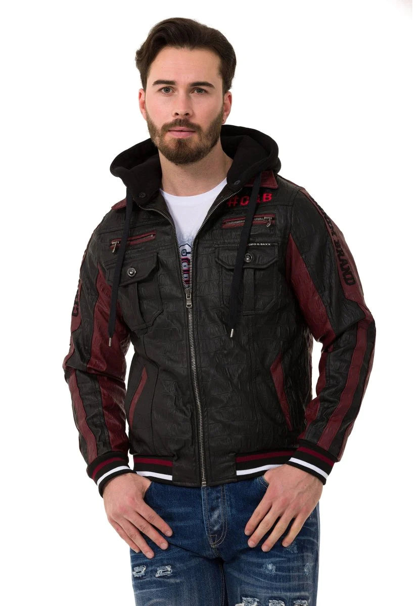 Cipo &amp; Baxx ENZO Chaqueta de cuero para motociclista para hombre CJ284