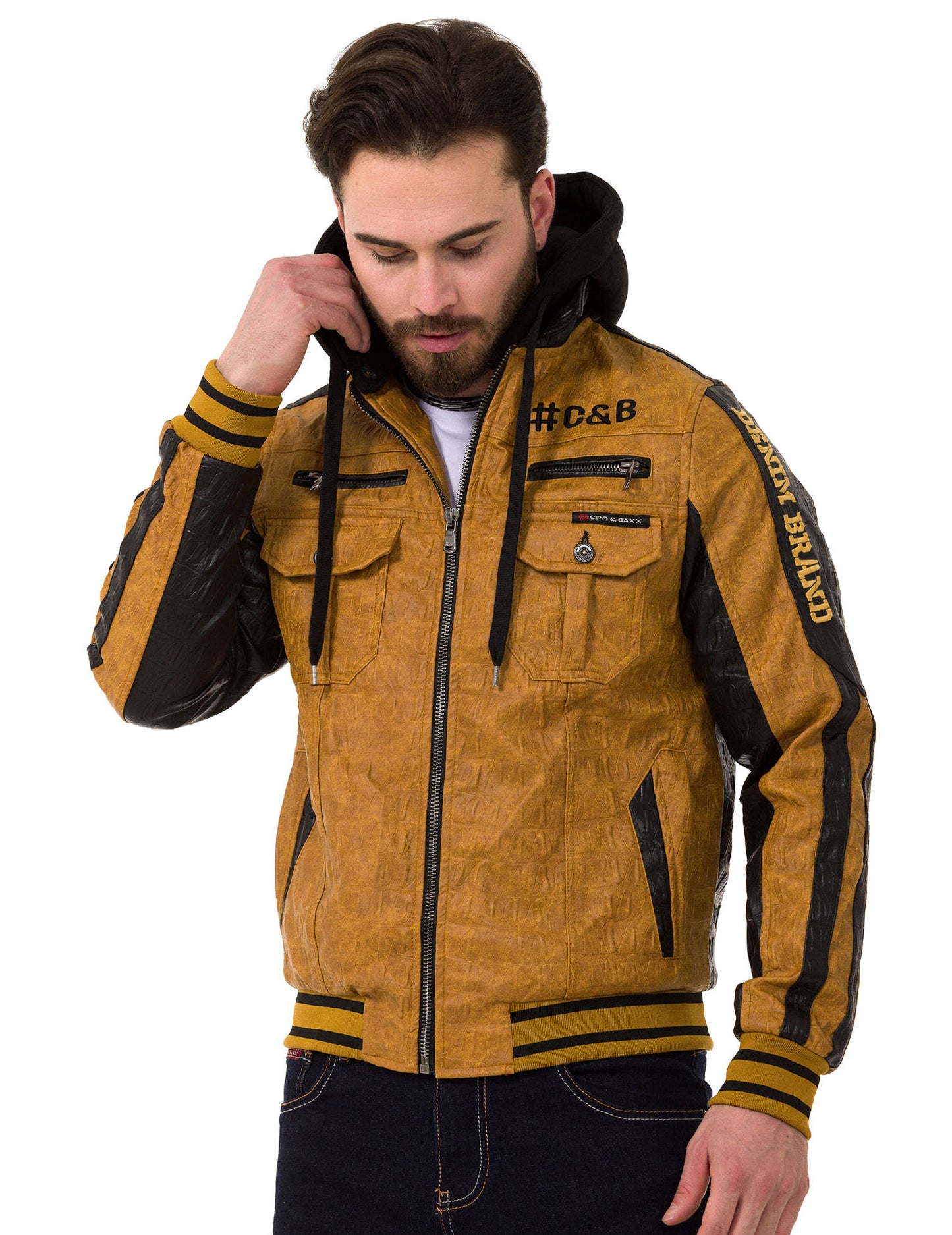 Cipo & Baxx ARTURO Herren Biker Leder Jacke CJ284