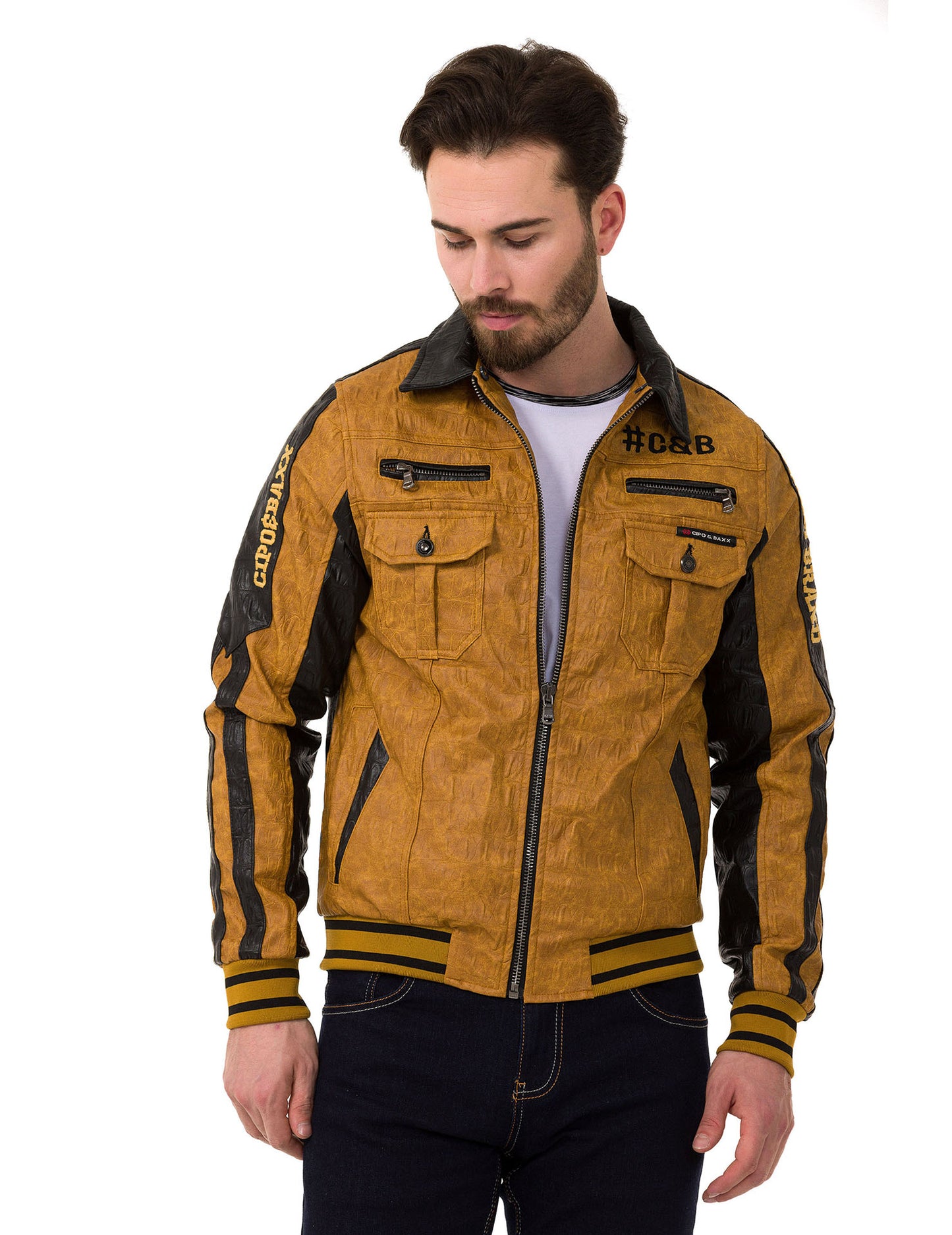 Cipo & Baxx ARTURO Herren Biker Leder Jacke CJ284