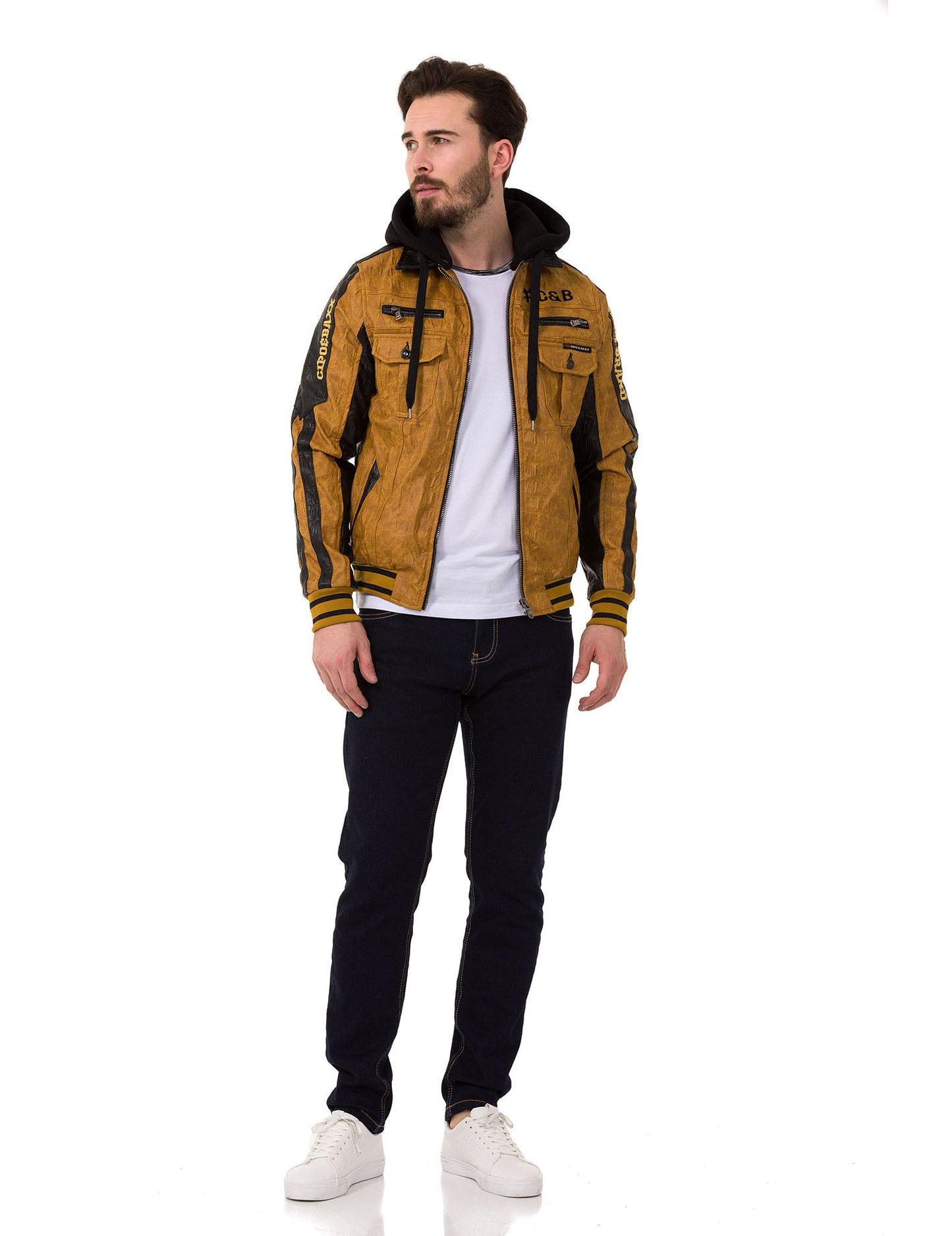 Cipo & Baxx ARTURO Herren Biker Leder Jacke CJ284