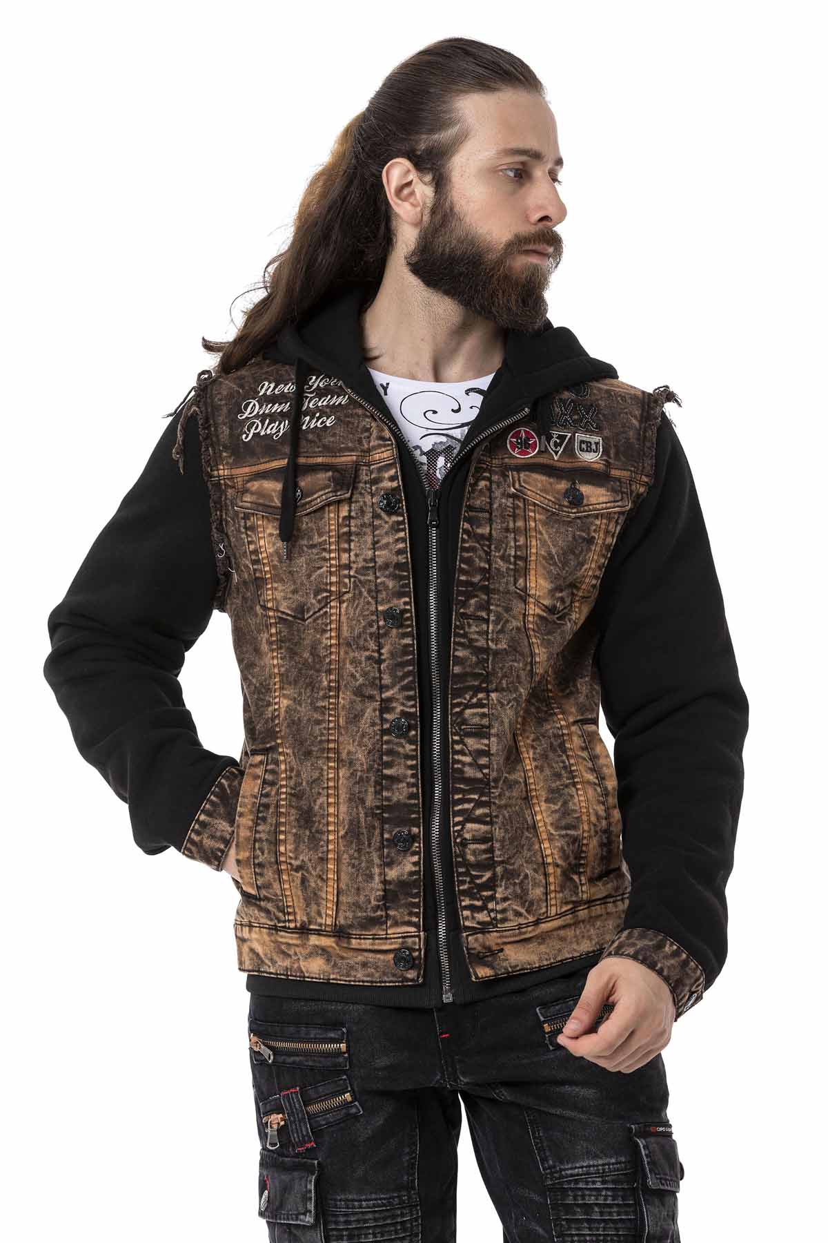 Cipo &amp; Baxx DIVISION Chaqueta vaquera para hombre Chaleco con capucha vaquera CJ287