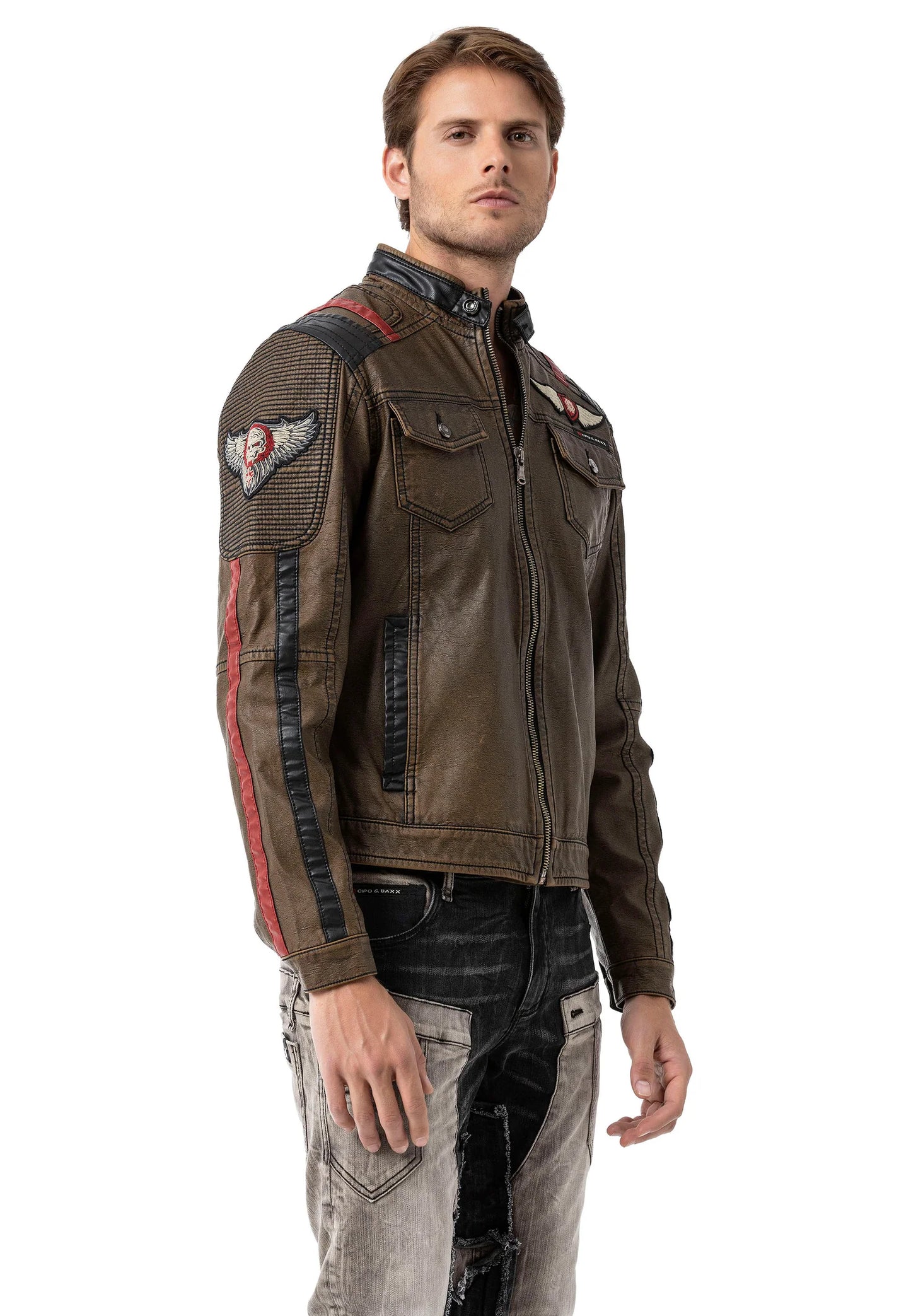 Cipo & Baxx TROPI Herren Biker Leder Jacke CJ304