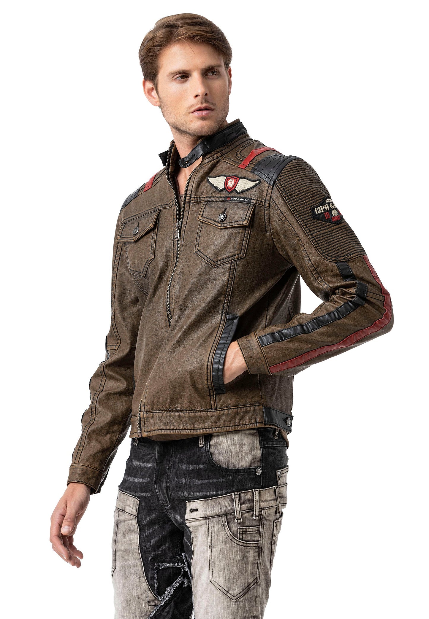 Cipo & Baxx TROPI Herren Biker Leder Jacke CJ304