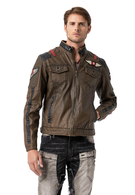 Cipo & Baxx TROPI Herren Biker Leder Jacke CJ304