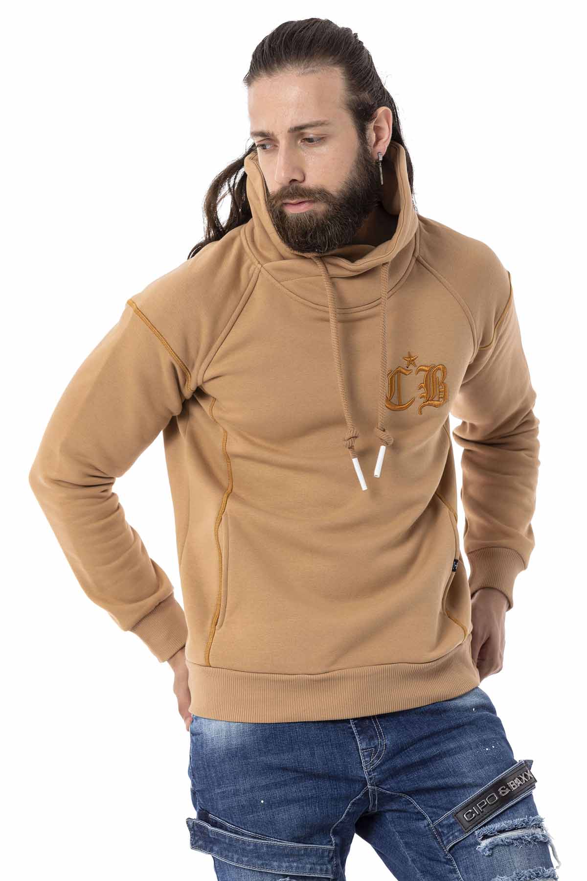 Cipo &amp; Baxx FABIO Men's Hooded Sweatshirt CL529 Brown