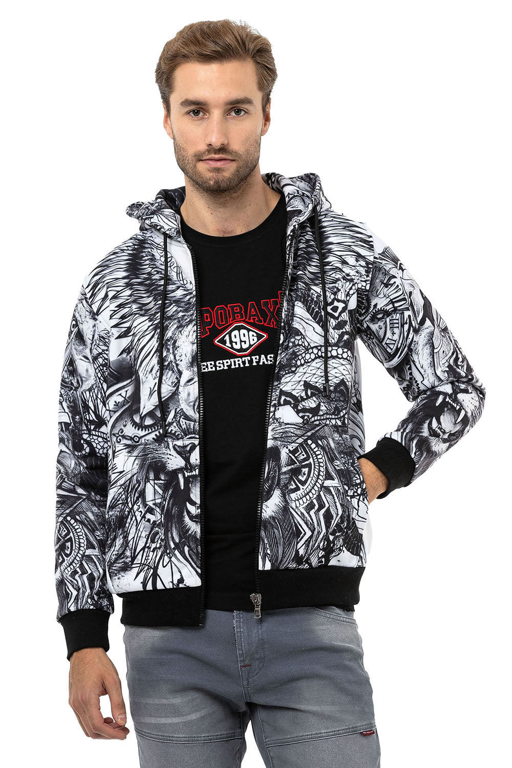 Sudadera con capucha de hombre Cipo &amp; Baxx ANTRA CL529