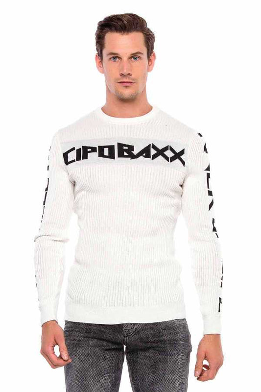 Cipo &amp; Baxx LUBLIN men's sweater white CP201