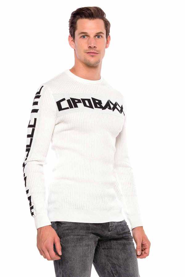 Cipo & Baxx LUBLIN Herren Pullover white CP201