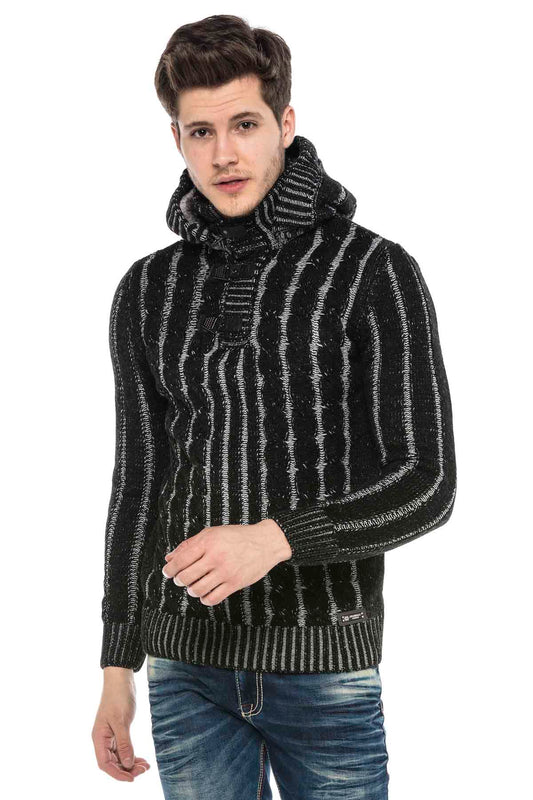 Cipo & Baxx SIRUS Herren Strickpullover Black CP214