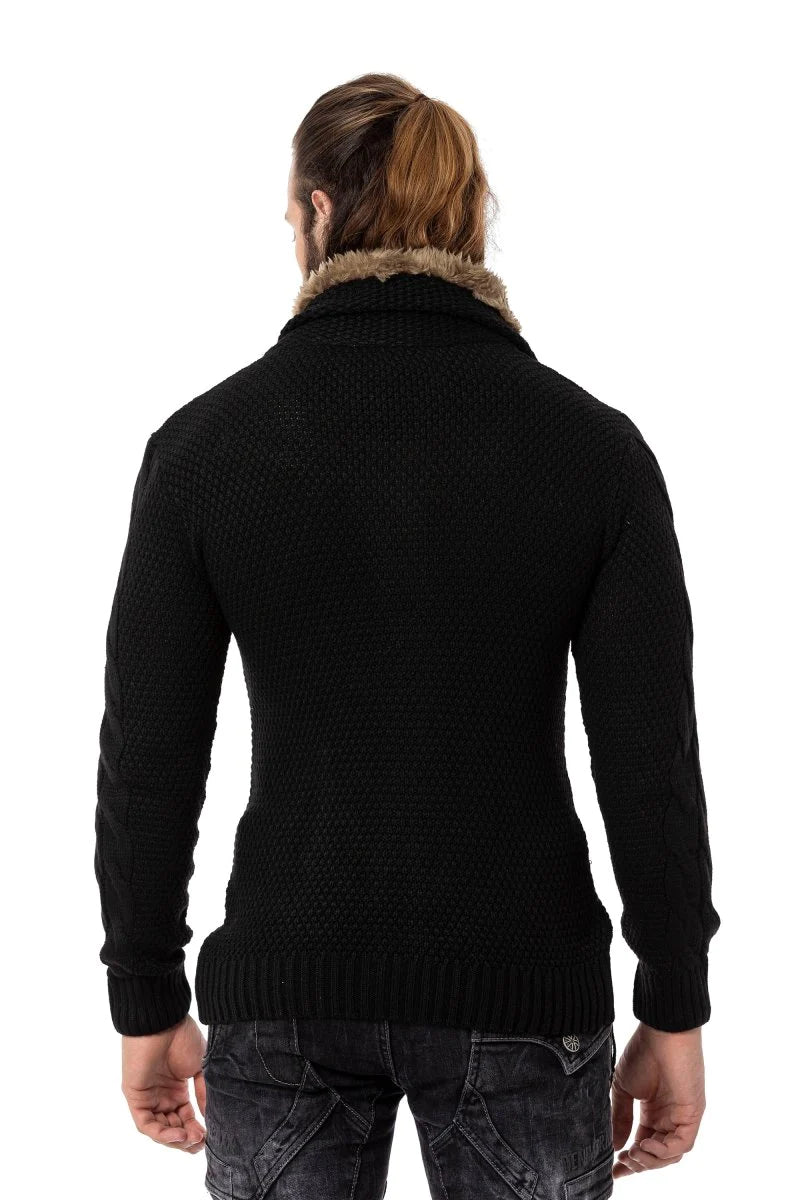 Cipo &amp; Baxx RIGA Men's Knitted Sweater Black CP265