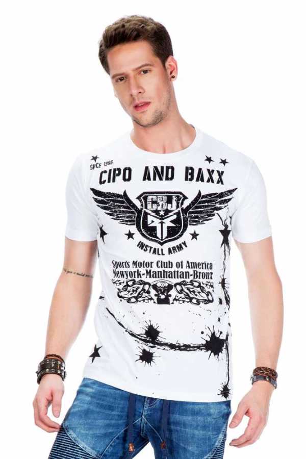 Cipo &amp; Baxx FRANC Men's T-Shirt white CT373