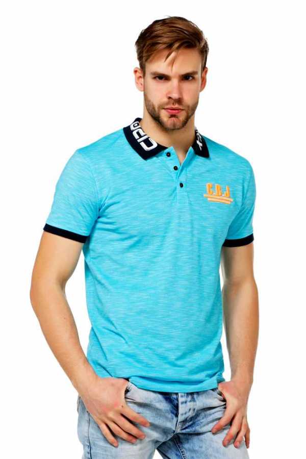 Cipo &amp; Baxx TREKS blue men's polo t-shirt CT416