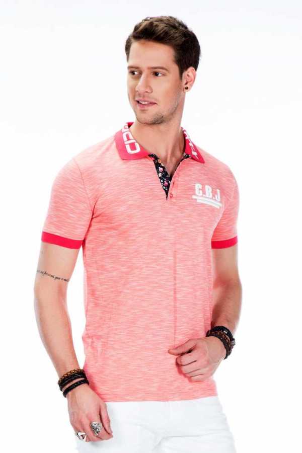 Cipo &amp; Baxx TREKS coral men's polo T-shirt CT416