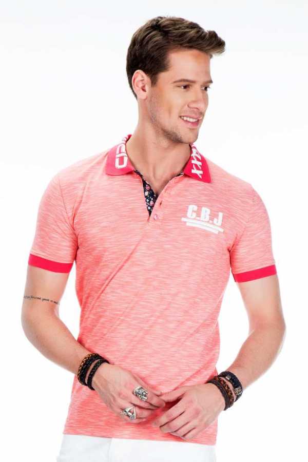 Cipo &amp; Baxx TREKS coral men's polo T-shirt CT416