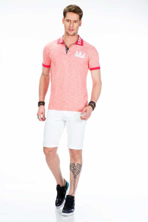 Cipo &amp; Baxx TREKS coral men's polo T-shirt CT416