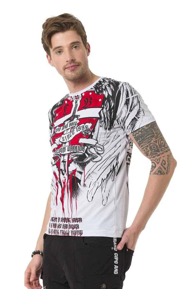 Cipo & Baxx WARRIOR Herren T-Shirt CT673 white