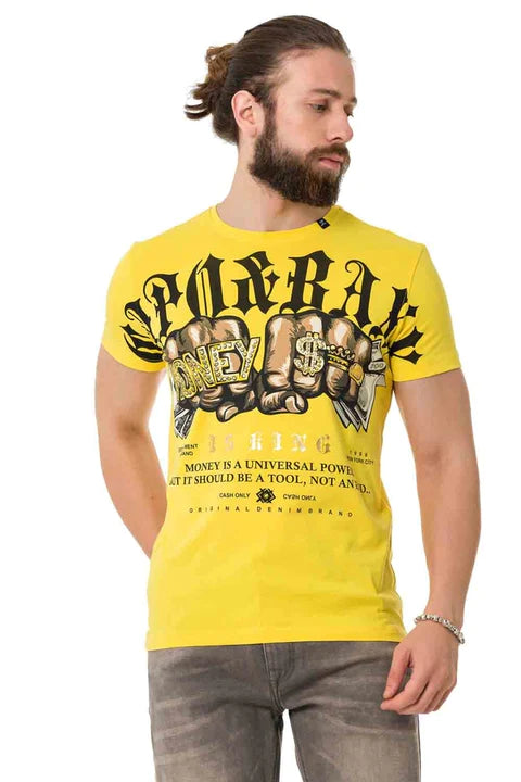 Camiseta de hombre Cipo &amp; Baxx DOLLAR amarilla CT714